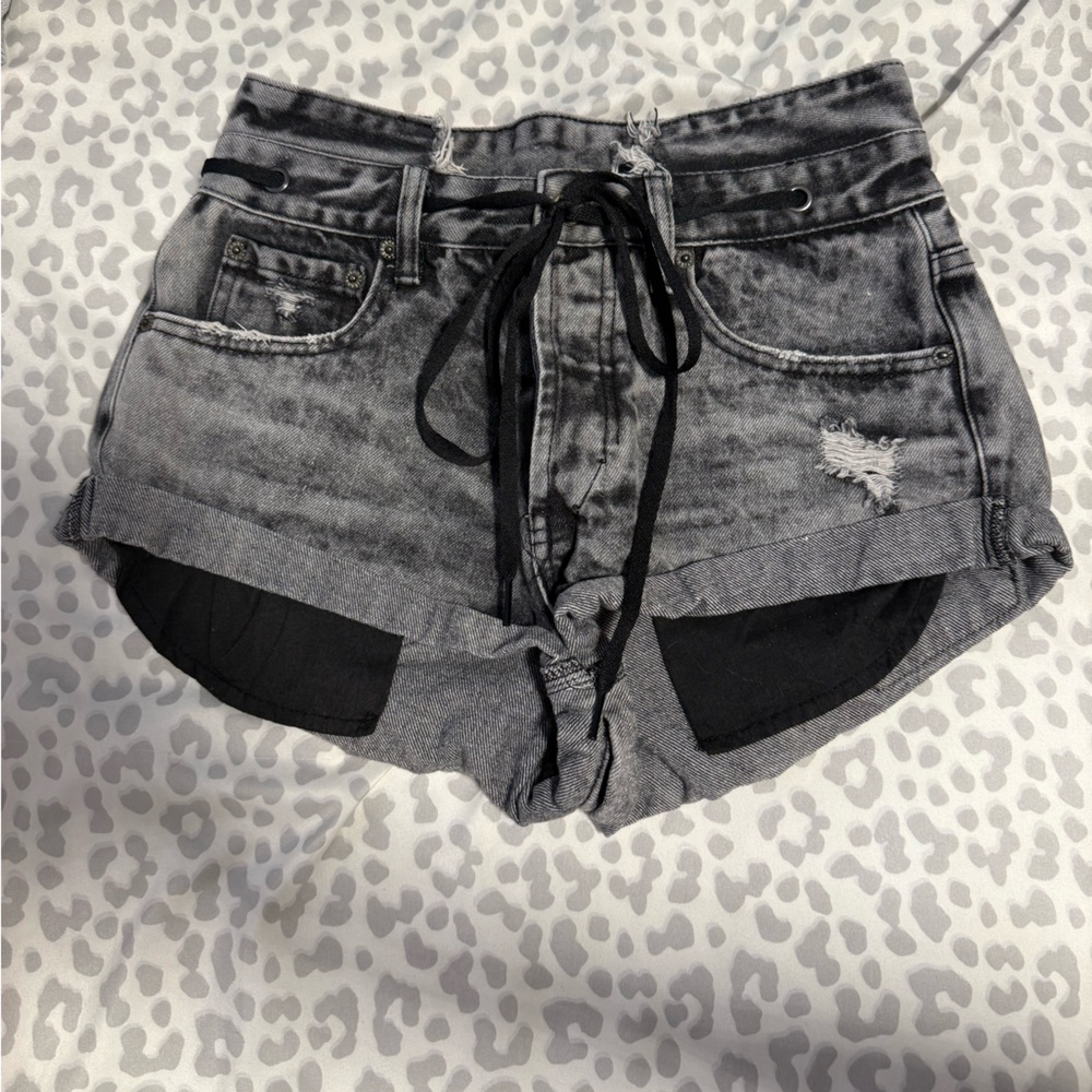 Signature8 Black and Gray Denim Shorts